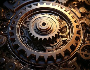 Obraz premium Closeup of intricate clockwork mechanism