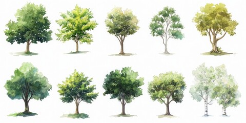 Fototapeta premium Watercolor Tree Illustrations