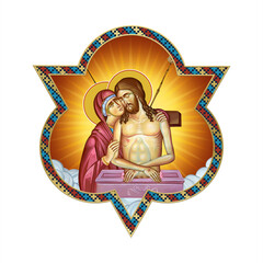 Obraz premium King of Glory. Religious decorative dome in Holy Trinity's symbol. Illustration in Byzantine style