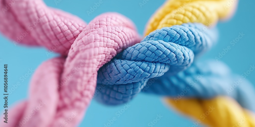 Poster abstract twisted colorful ropes background 3d rendered design