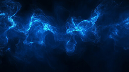Abstract background, blue swirling smoke on a black background.