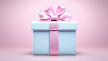 Obraz premium Beautifully wrapped pastel gift box with a delicate ribbon, perfect for any special occasion.