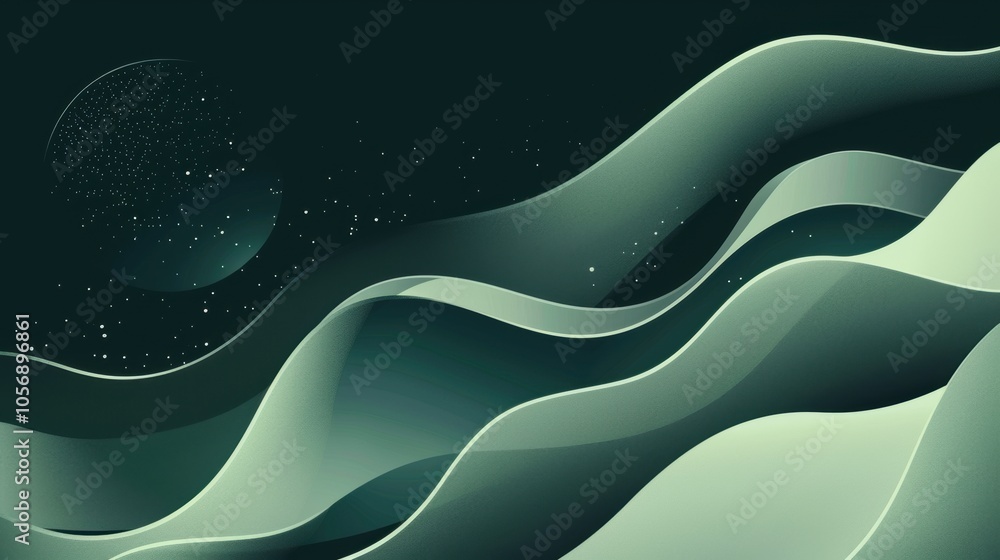 Aufkleber minimal green abstract vector design for a website blog post, featuring smooth shapes and subtle gra