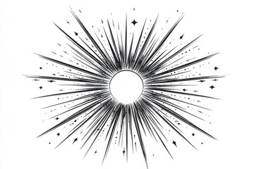 Obraz premium A simple black and white drawing of a star burst