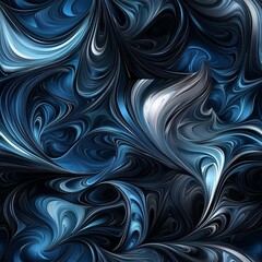 Obraz premium seamless pattern of swirling abstract forms resembling waves in deep ocean colors