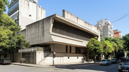 Fototapeta premium Modernist Concrete Building in Urban Environment