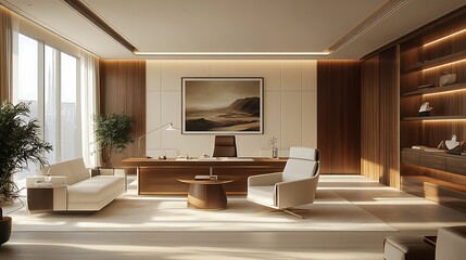 Obraz premium Modern executive office design elegance and functionality in workspaces