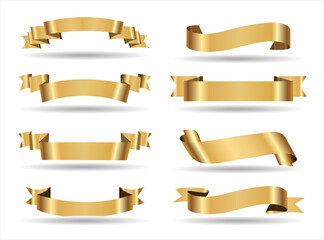 Golden banner ribbon collection vector illustration 