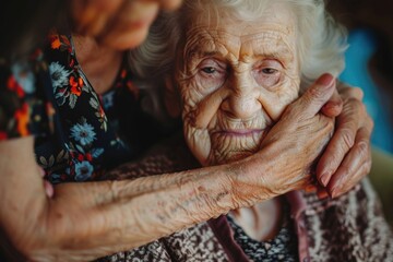 Fototapeta premium An older woman offering guidance and support to a younger woman, emphasizing the importance of intergenerational relationships
