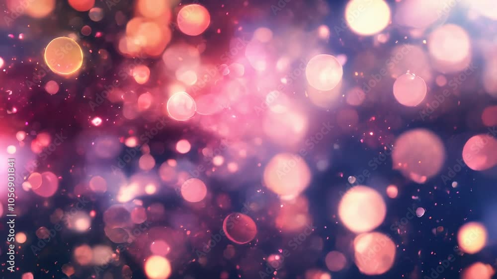 Poster abstract background with pink and orange bokeh lights, creating a magical and dreamy atmosphere with