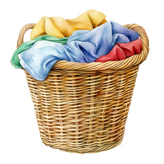 Obraz premium Laundry Basket, watercolor clipart illustration with isolated on white and Transparent Background