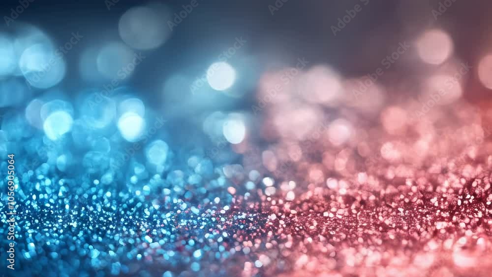 Poster a soft bokeh effect in blue and pink hues with glittery texture, creating a festive and dreamy backg