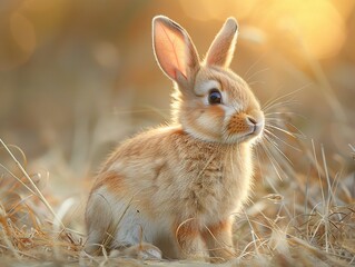 Cute Bunny Rabbit In A Field Of Grass