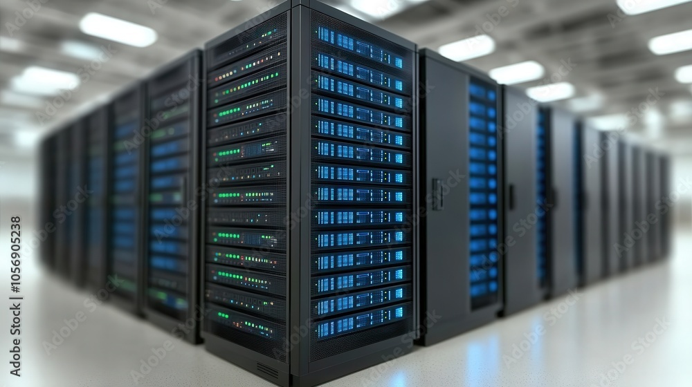 Aufkleber data center server racks network infrastructure and technology