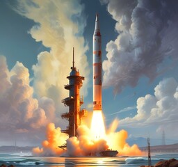 illustration of lounching rocket.