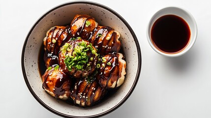 Beautifully Arranged Takoyaki with Rich Sauce