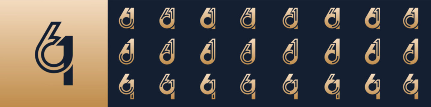 collection of creative number 61 logo designs. abstract sixty-one design vector illustration