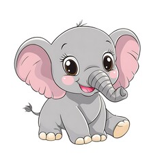 Fototapeta premium Cartoon elephant on a white background.