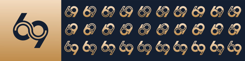 collection of creative number 69 logo designs. abstract sixty-nine design vector illustration