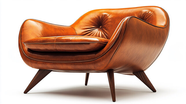 Mid Century Modern Armchair Isolated on White Background