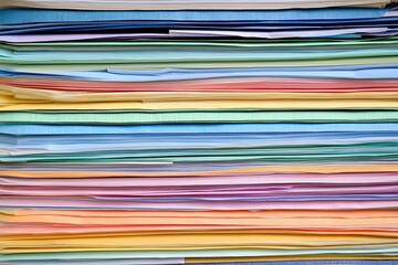 A stack of colorful papers with a rainbow of colors