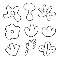 Set of Abstract Minimalist Line Art Shapes. Floral brush stroke shapes.