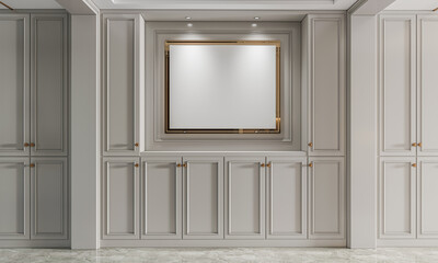 mock up poster frame in interior background, living room. 3D render, 3D illustration