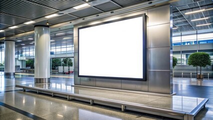 Empty digital billboard in a modern indoor space, ready for advertisement or display.
