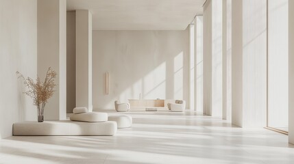 Fototapeta premium Minimalist Living Space with Natural Lighting and Neutral Tones