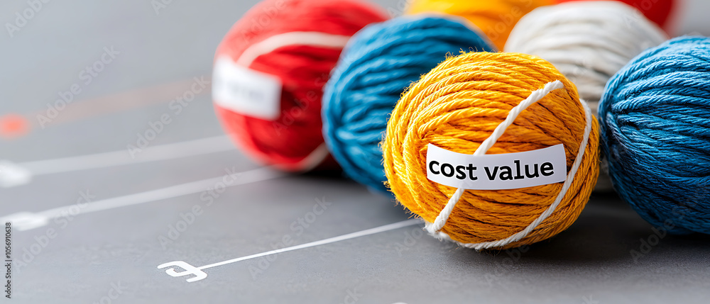 Poster exploring the intricacies of corporate finance through a visual representation of cost and value dyn