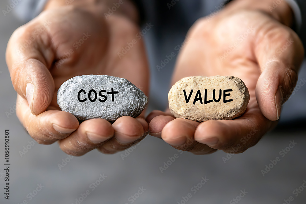 Poster exploring the balance between cost and value a close-up perspective on decision-making in everyday l