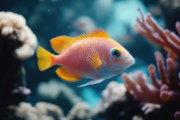 Obraz premium A close-up view of a fish swimming in its aquarium habitat