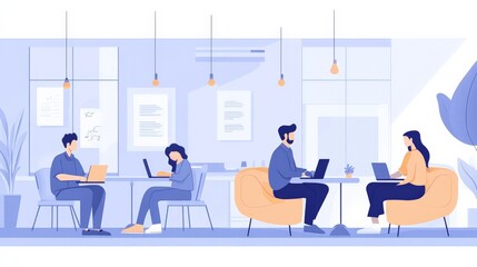 Young Entrepreneurs Collaborating in Modern Office