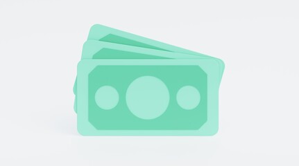 Dollar icon for online payment on white background. 3D illustration