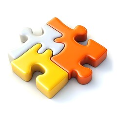 Fototapeta premium Cartoon puzzle piece representing problem-solving or teamwork on a white background.