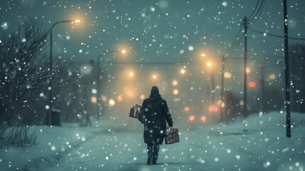 Lone Traveler in the Winter Wonderland