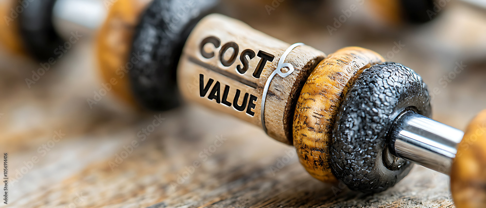 Poster exploring the dynamics of cost and value a detailed look at the symbolism of a wooden abacus