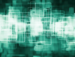 Abstract grid pattern in soft greens and blues creates calming effect.