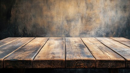 Empty wooden tabletop background ideal for display montages