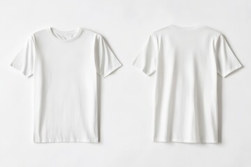 White unisex short sleeve T-shirt front and back view on white background