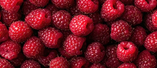 Ripe Raspberry Background Top View