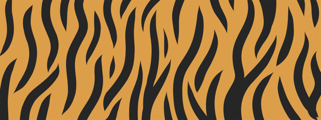 Abstract striped background with tiger animal skin. Vintage abstract lines pattern, background, fabric. Hand drawn vector backdrop for print, poster and banner. Black and white monochrome