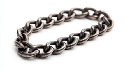 Obraz premium Old Massive Silver Plated Chain Detail Isolated On White