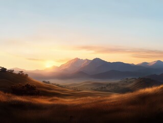 Soft light during golden hour creates a hazy and warm atmosphere, perfect for serene landscapes and tranquil moments.