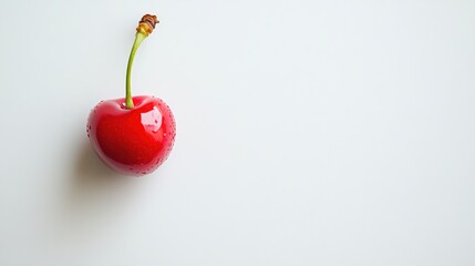 Vibrant red cherry displayed against a clean white backdrop