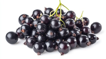 Fototapeta premium Heap Of Black Currant Isolated Box Background Nature Blackcurrant White