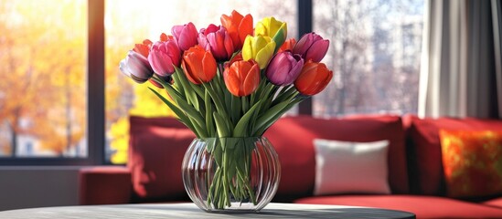 Colorful Tulips In The Vase