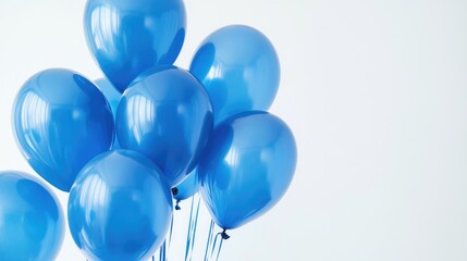Collection of blue balloons against a white backdrop ideal for festive occasions