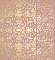 wedding card design, traditional paisley floral pattern , royal India	