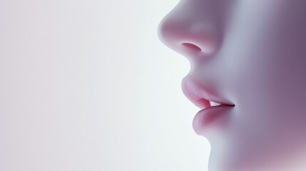A close-up of a serene face profile, highlighting smooth skin and delicate features against a soft background.